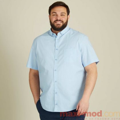 Голям размер мъжка риза с къс ръкав
